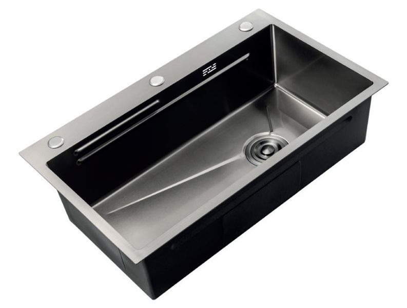 Мийка Zerix ZH7545-SET-05 NANO-BLACK (3.0/0.8) з нерж. сталі, комплект (графіт) (ZM5581) ZM5581 фото