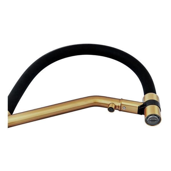 Змішувач для кухні з силіконовим виливом Zerix MAG-021 Brushed Gold Refl.Black з нерж. сталі SUS304 з виходом для пит.води (ZX6007) ZX6007 фото