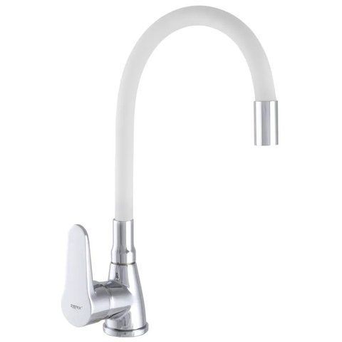 Змішувач для кухні Zerix SOP7 146 з білим гнучким виливом (ZX2660) ZX2660 фото