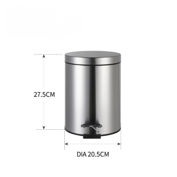 Відро для сміття з плавним закриттям кругле Zerix Solo-TC0205 SS Color 5л колір нержавійка (ZX5888) ZX5888 фото