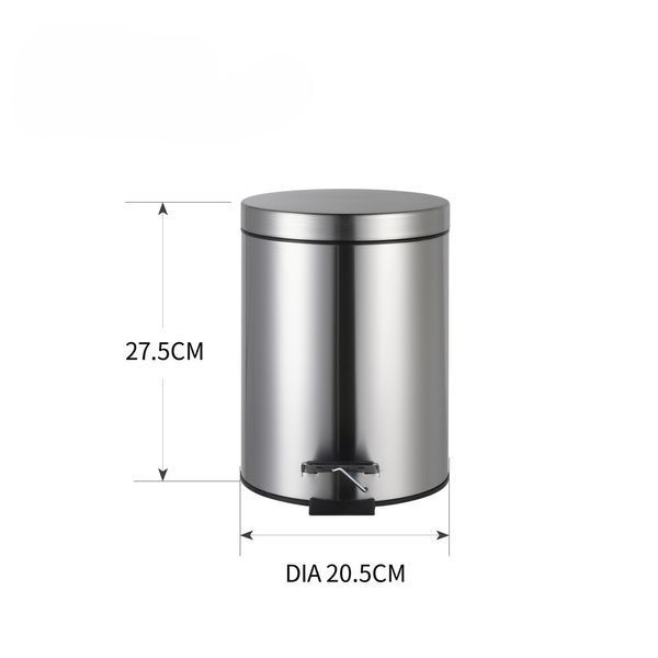 Відро для сміття з плавним закриттям кругле Zerix Solo-TC0205 SS Color 5л колір нержавійка (ZX5888) ZX5888 фото