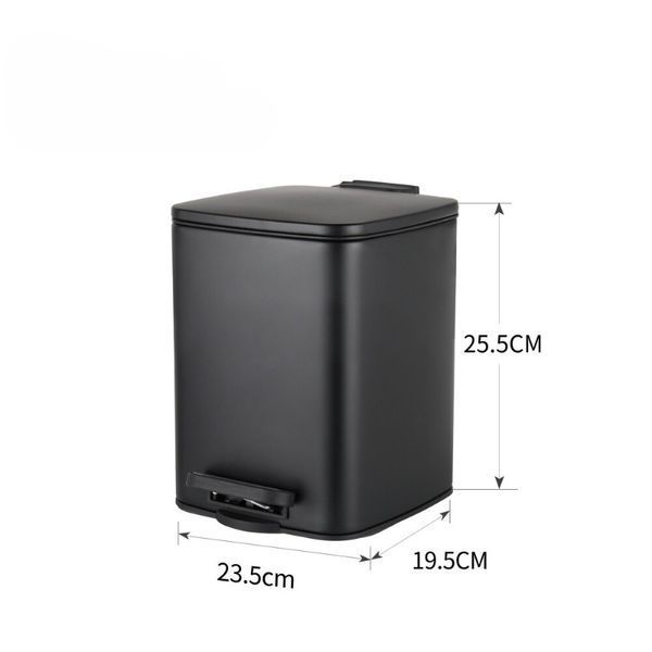 Відро для сміття з плавним закриттям квадратне Zerix Kubix-TC0106 Black 6 л колір чорний (ZX5890) ZX5890 фото