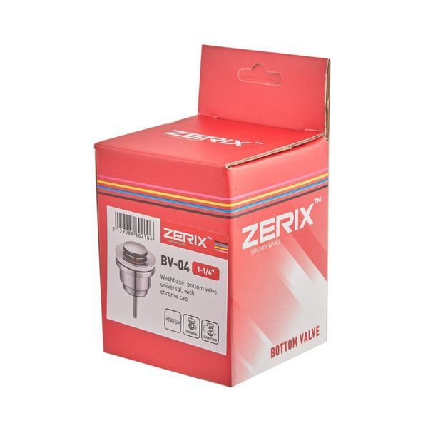 Донний клапан для раковини Zerix BV-04 1 1/4'' універсальний (з/без перел) СLICK-СLACK (Колір хром) (ZX6021) ZX6021 фото