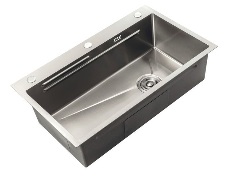 Мийка Zerix ZH6845-SET-05 Decor Nano-Silver (3.0/0.8) з нерж. сталі комплект (нержавійка) (ZM5589) ZM5589 фото
