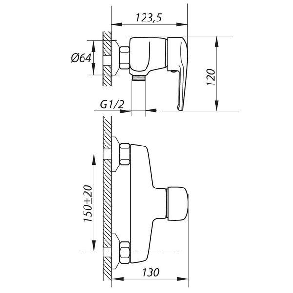 Змішувач для душа Zerix GIT-A 135 (ZX0035) ZX0035 фото